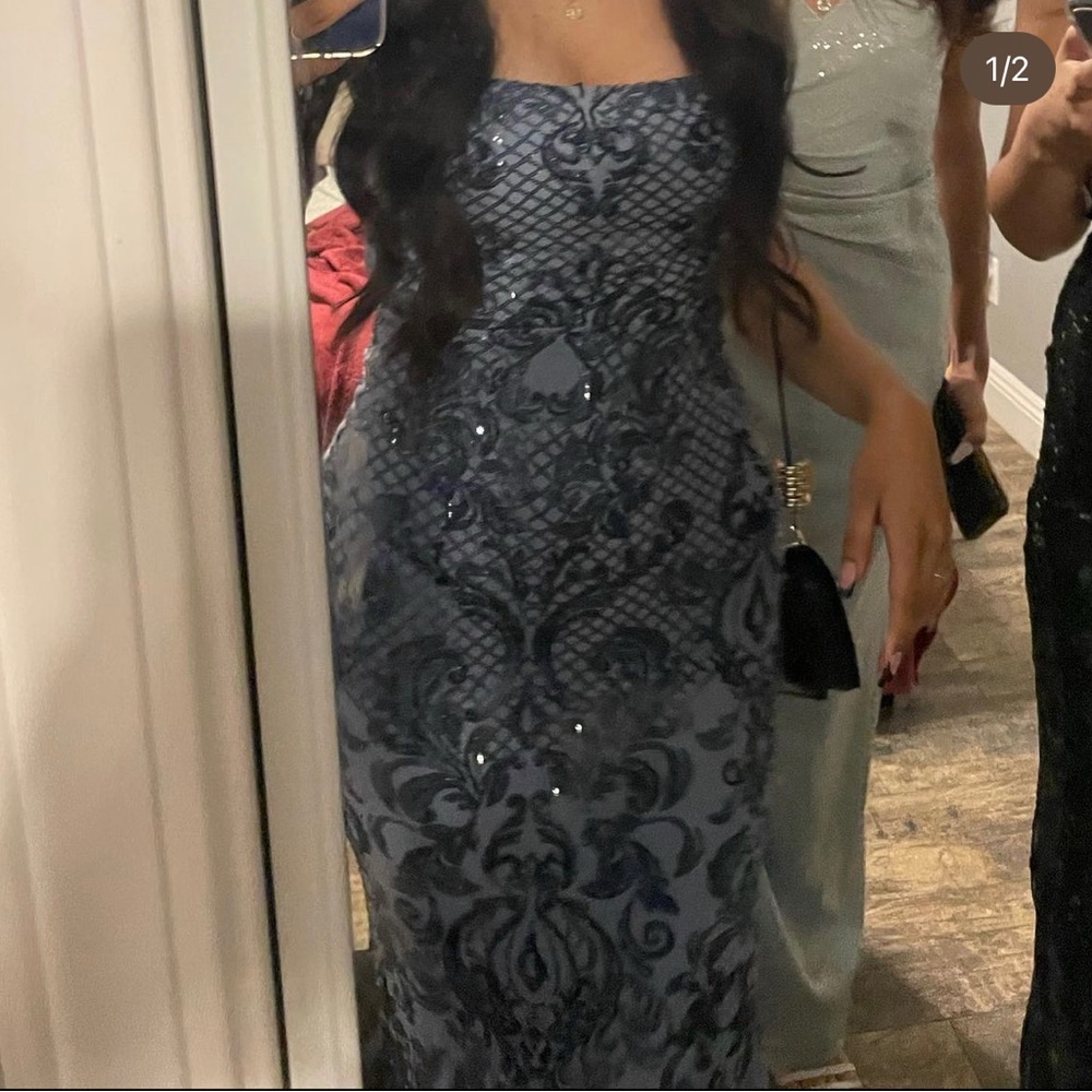 Long Blue Sequence Prom Dress from Windsor